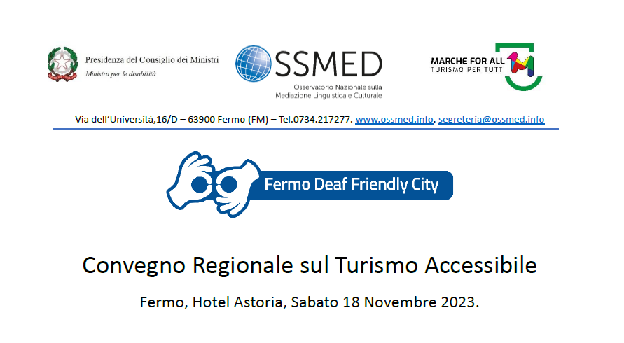 convegno regionale sul turismo accessibile delle Marche sabato 18 novembre 2023 a Fermo, Hotel Astoria